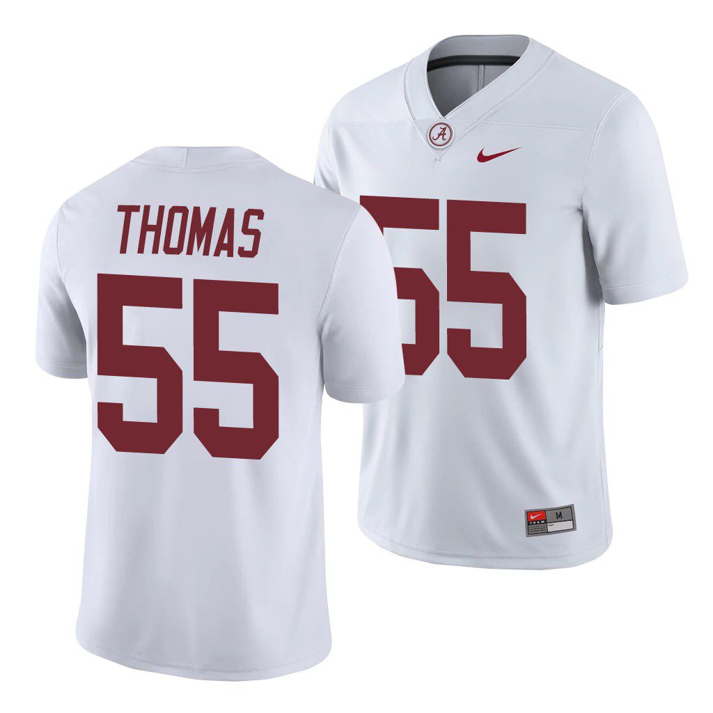 Men's Alabama Crimson Tide Derrick Thomas #55 Game White NCAA College Football Jersey